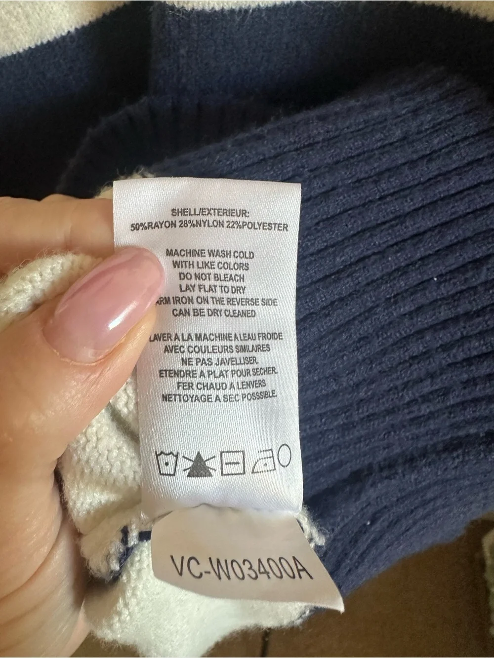 Vigoss Navy & White Striped Knit Pullover